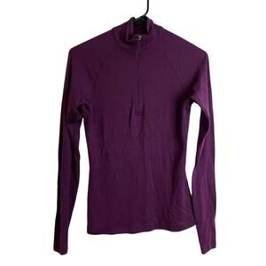 IBEX Wool Baselayer Womens XS Purple Zip Long Sleeve Merino Outdoor Ski *Flaw